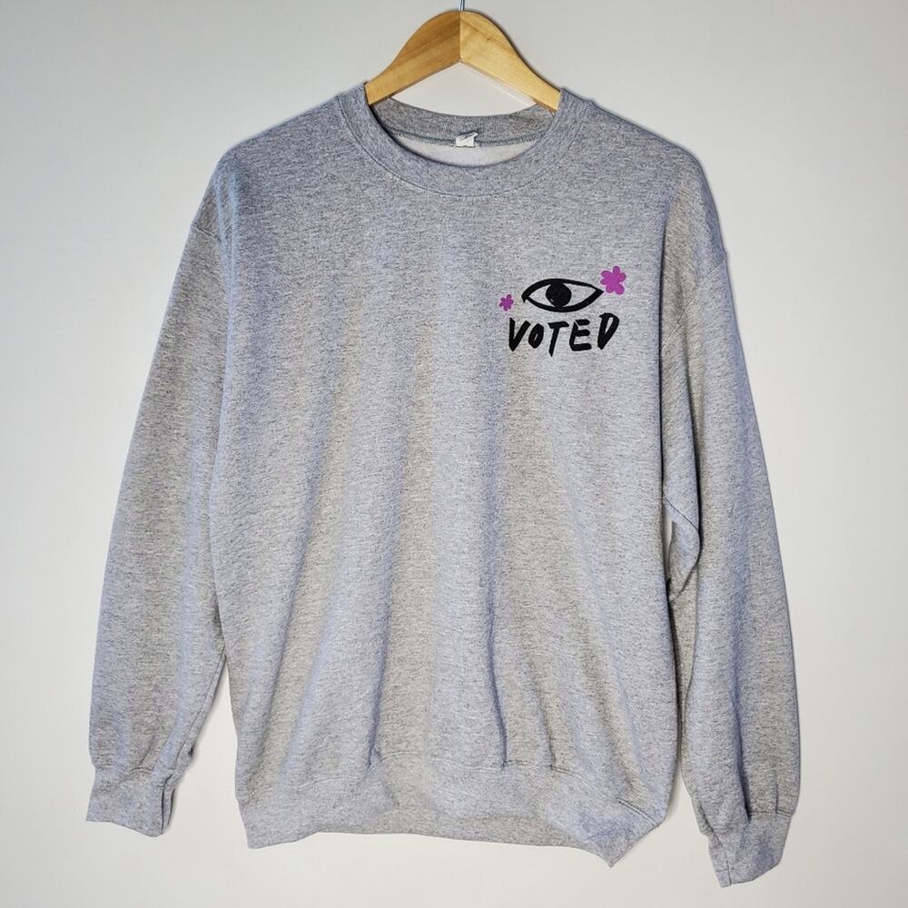 Nordstrom BP brand light grey fleece sweatshirt VOTED Size Medium